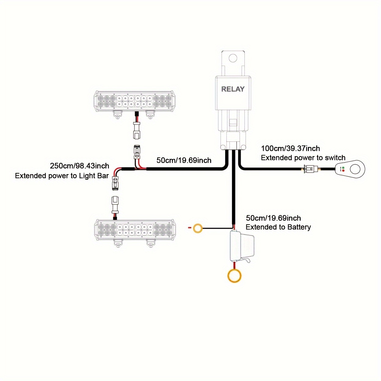 Remote Control Led Light Bar Harness Kit: 16awg Length - Temu