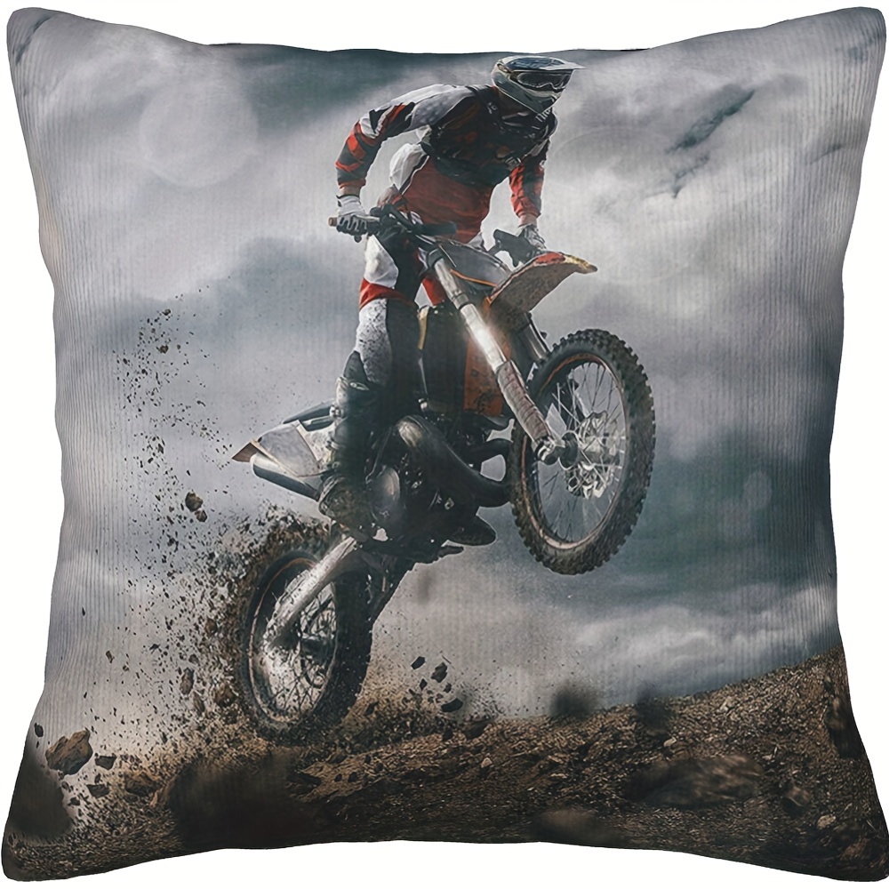 

1pc Pillow Premium Motorbike Off-road Racing Party Sofa Cushion For Home Décor (cushion Is Not Included) 18x18inch