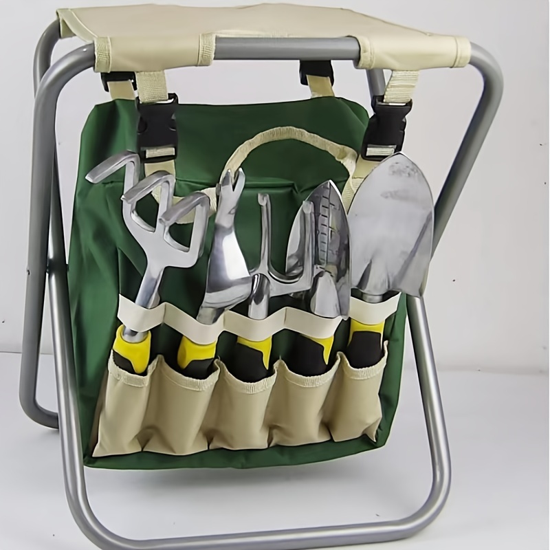 Portable Folding Stool Detachable Gardening Tools Organizer Bag