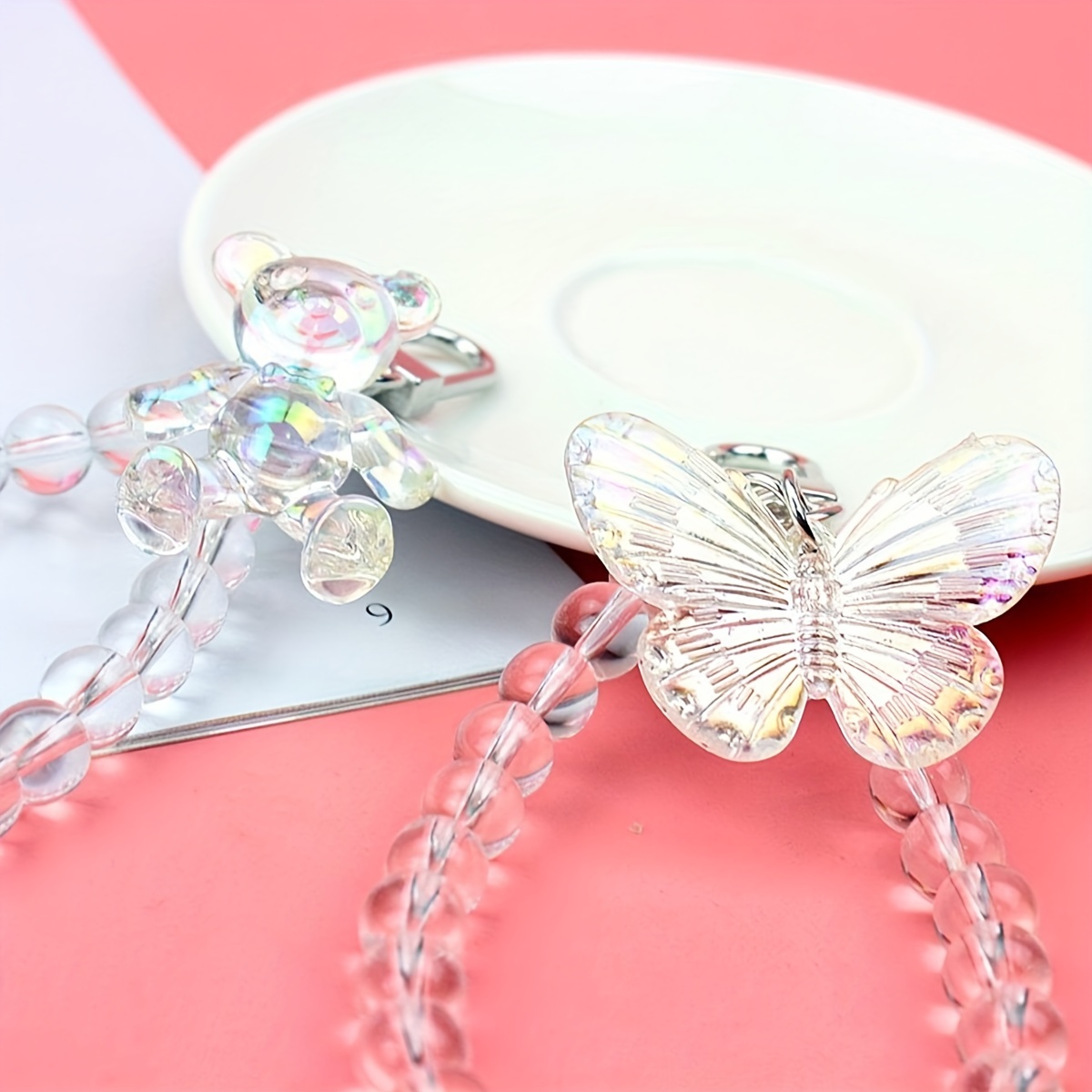 Crystal Butterfly Acrylic Card Holder Key Chain Photocards - Temu