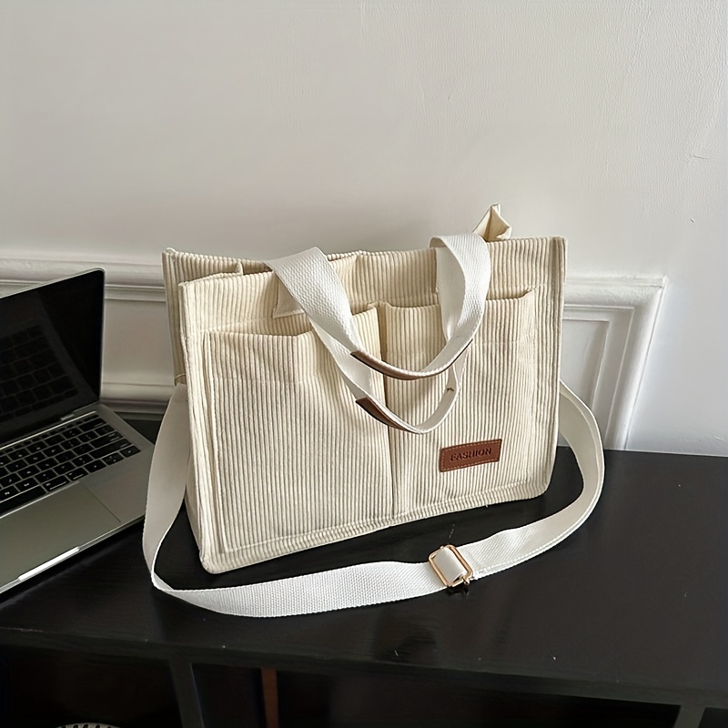 Mini Canvas Tote Bag With Top Handle Multi Pockets - Temu Australia