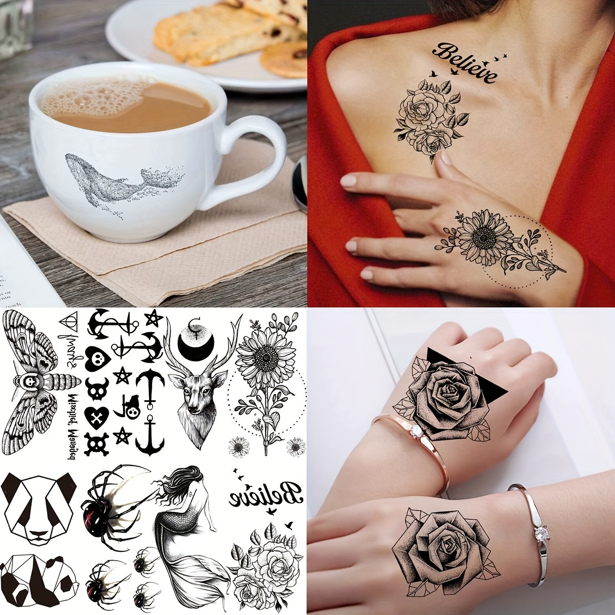 Design  Tattoos Adults Women Men Face Body Hand Finger Tatoo