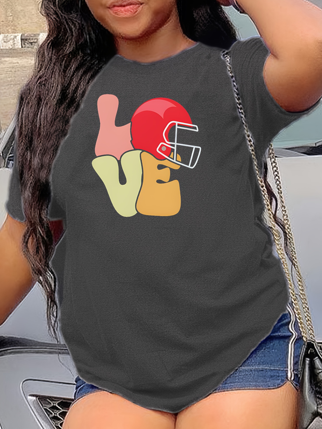 Letter Print T shirt Plus Size Casual Crew Neck Short Sleeve - Temu ...