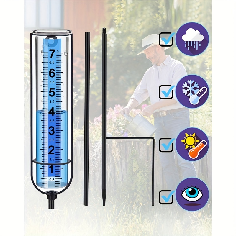 pluviomètre, jauge de pluie résistante au gel Extérieur le mieux noté,  pluviomètres pour cour avec piquet, décoratif