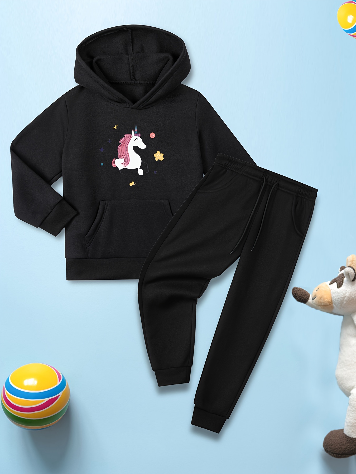 Grey Unicorn Hoodie & Jogger Kids Set main image 1