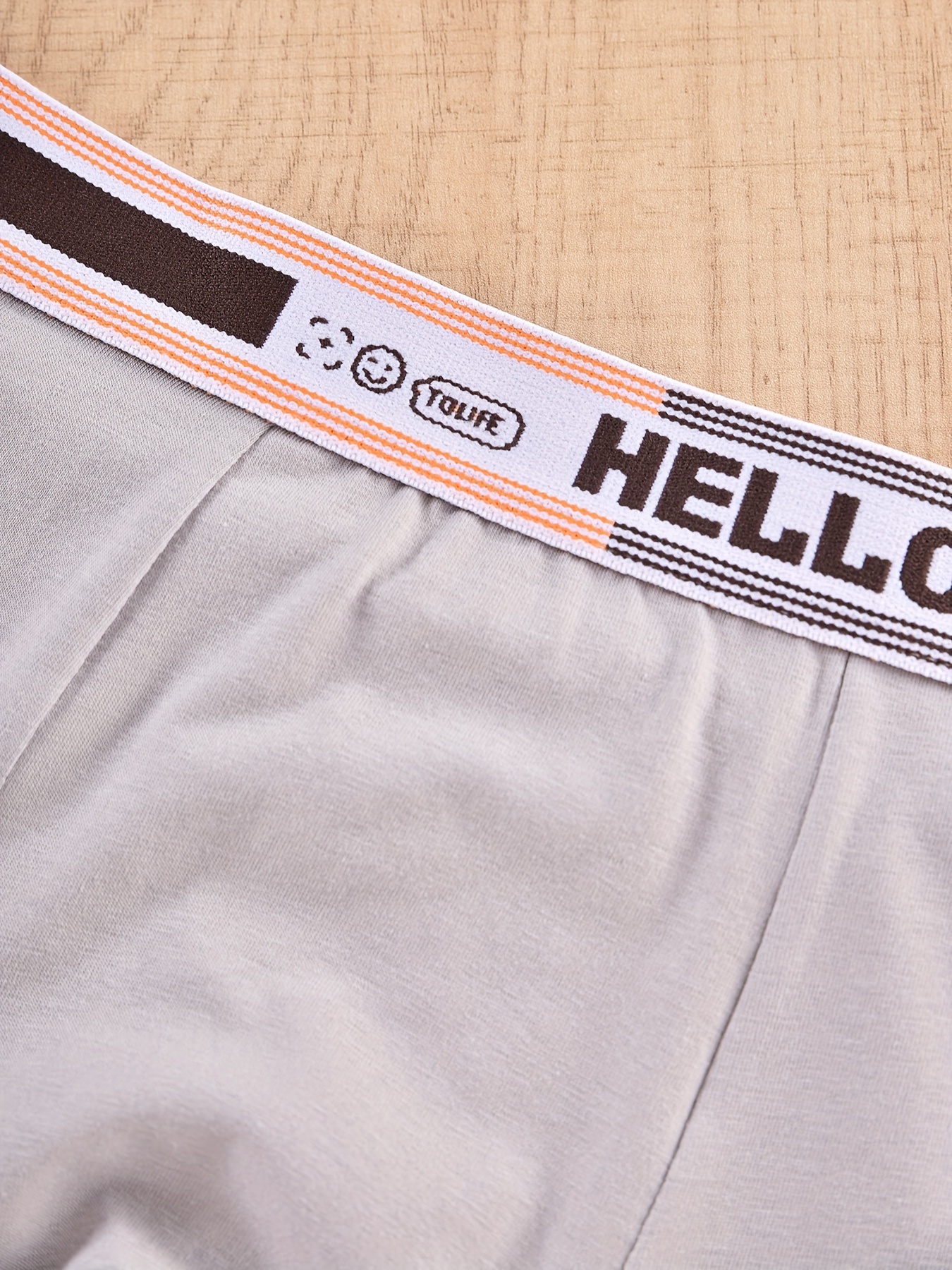 Men's Underwear 'hello' Print Fashion Cotton Boxer Briefs - Temu Canada