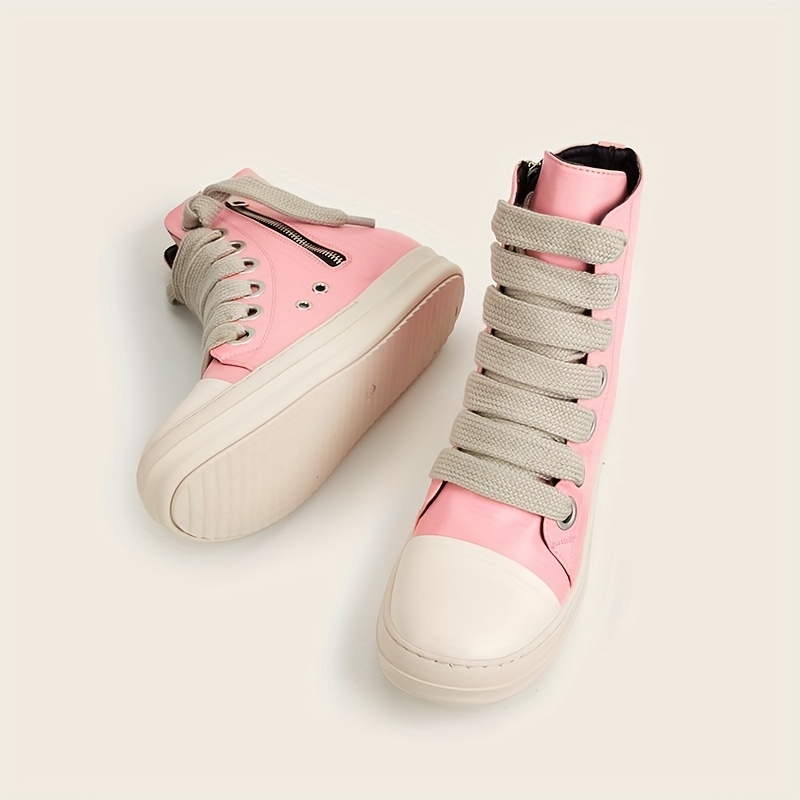 IMPREMEY Women's High Top Sneakers Lace Up PU Leather