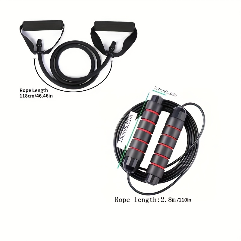 Adjustable Steel Wire Jump Rope & Resistance Band Set for Fitness Training
