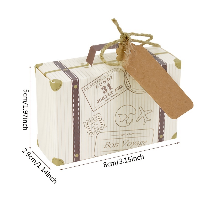 10pcs Mini Suitcase Candy Box Kraft Paper Gift Box Wedding Favors