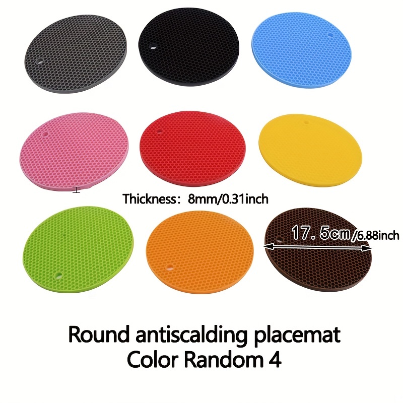 Multicolor Round Heat Resistant Silicone Hot Mat, Size: 17.5cm X