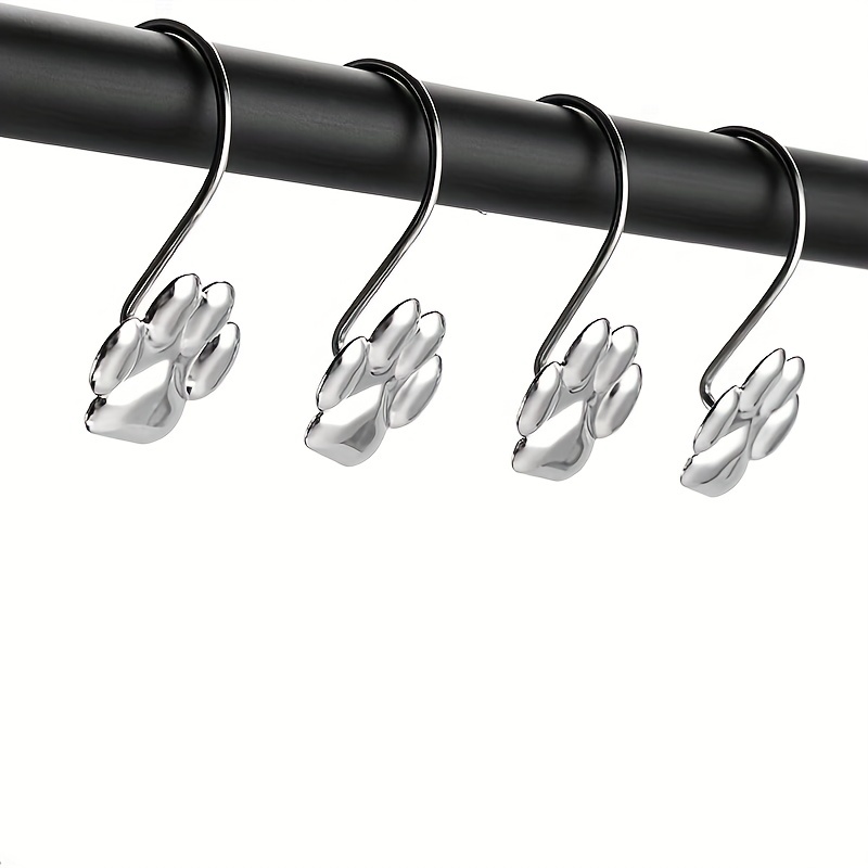 12pcs Paw Print Shower Curtain Hooks - Rust Proof and Fashionable