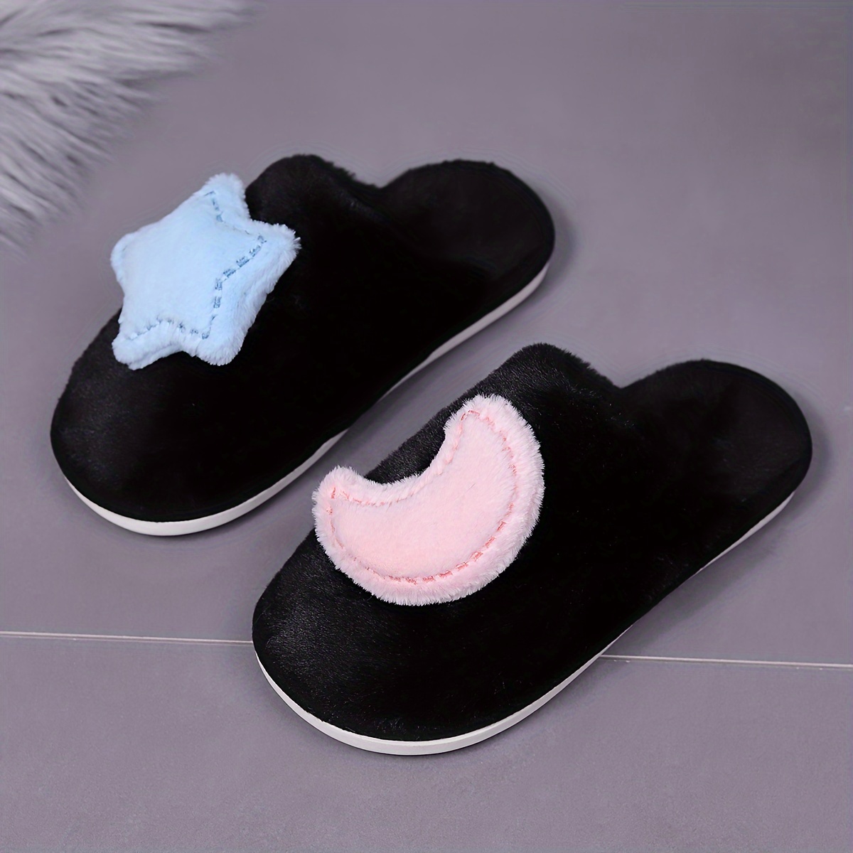 Cute Star Plush Winter Slippers Cozy Warm Soft Sole Slip - Temu