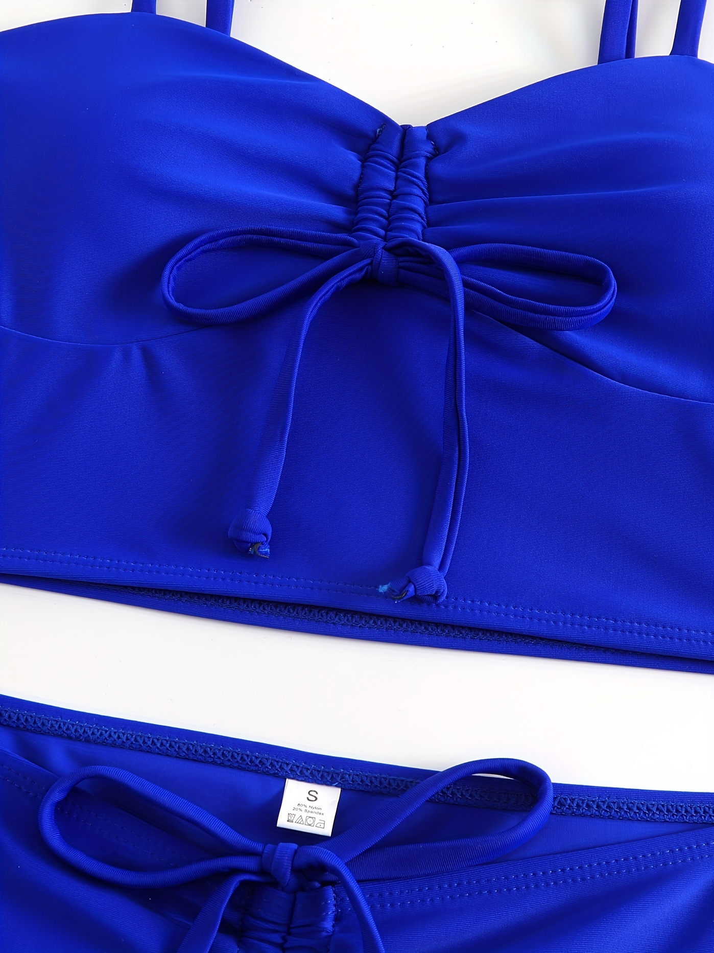 Ruched Bra Centre Wide Trim Bikini Sets Boxer Shorts - Temu