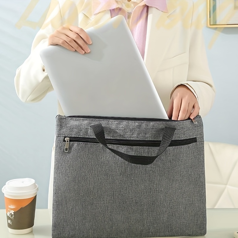 Gray Horizontal Double Handle Laptop Bag -14 Inch Notebook Business Style  Commute Handbag Large Capacity Men's Casual Briefcase, Suitable For A4  Documents And Commuting