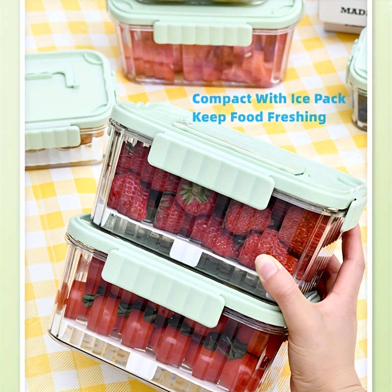 Fresh keeping Vegetable Fruit Box With Fork Outdoor Camping - Temu