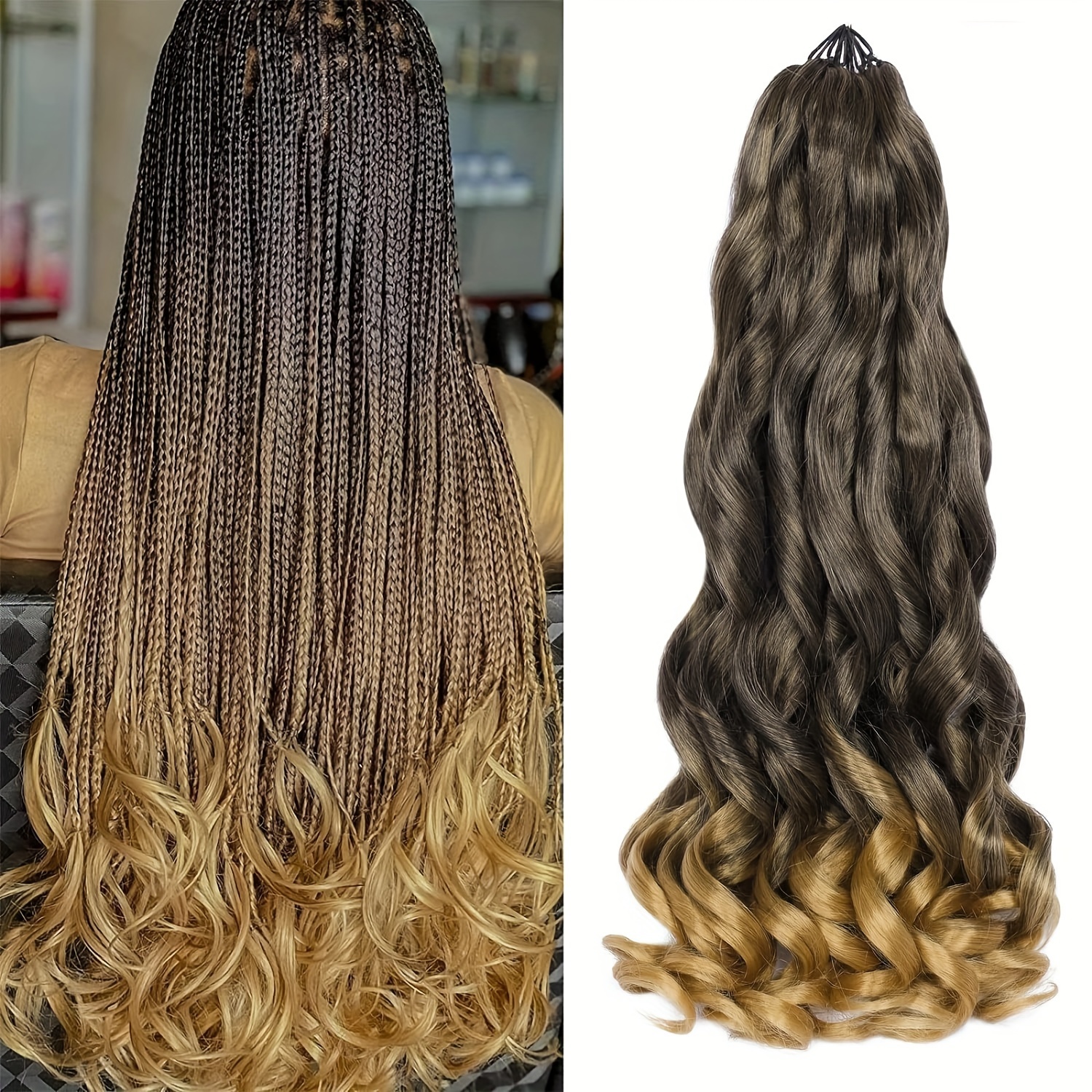 French Curly Braiding Hair 7 Packs 22 Inch Pre Stretched Braiding Hair  Ombre Bouncy Loose Wave Crochet Braids for Women Spanish Curly Ends  Synthetic