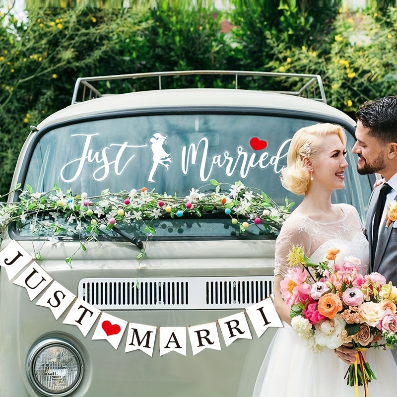 Just Married Car Sticker Wedding Car Decal Wedding Day Decorations 