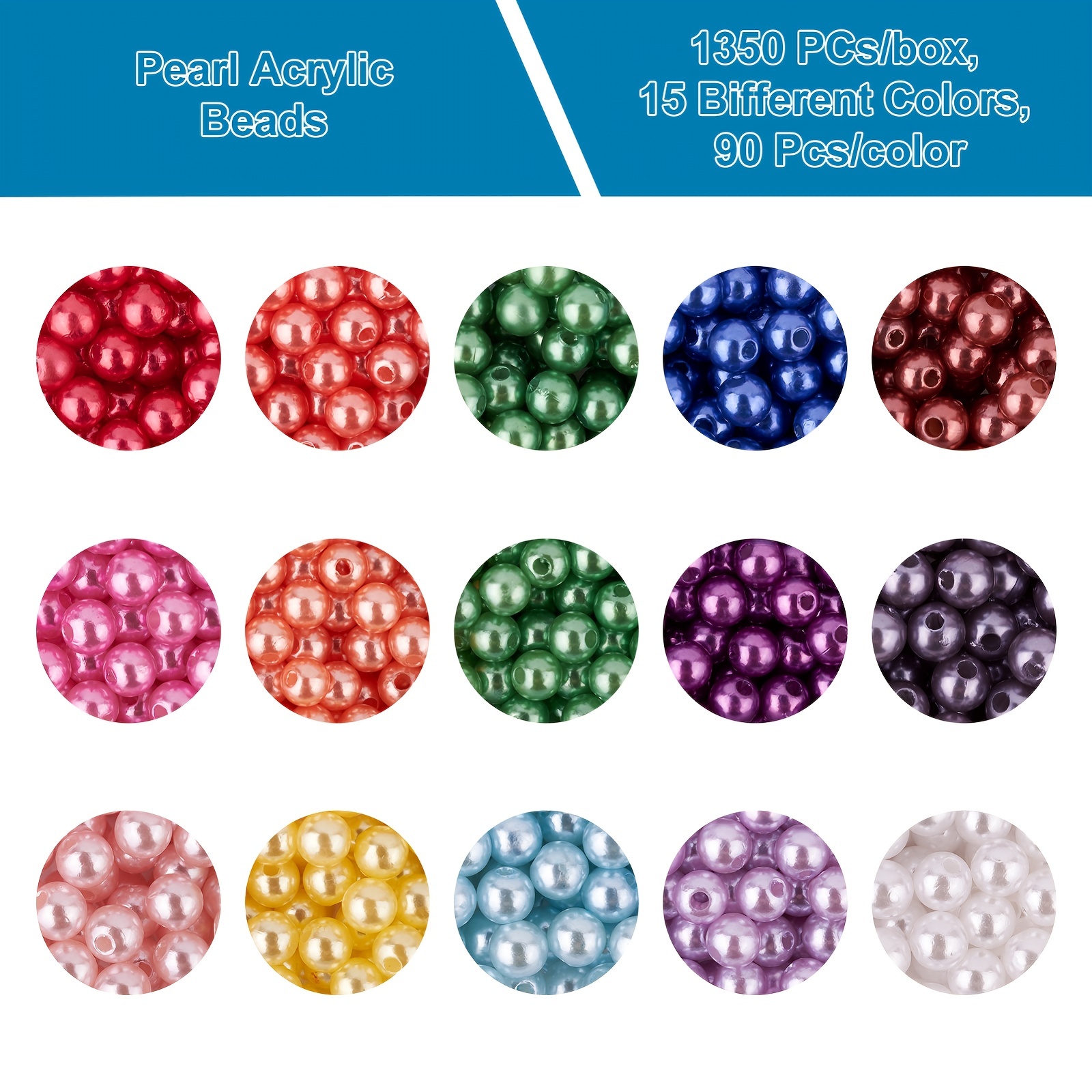 150Pcs/Pack Mix Size Beads With Hole Colorful Pearls Round Acrylic  Imitation Pearl DIY For Jewelry Making Craft 3-8mm