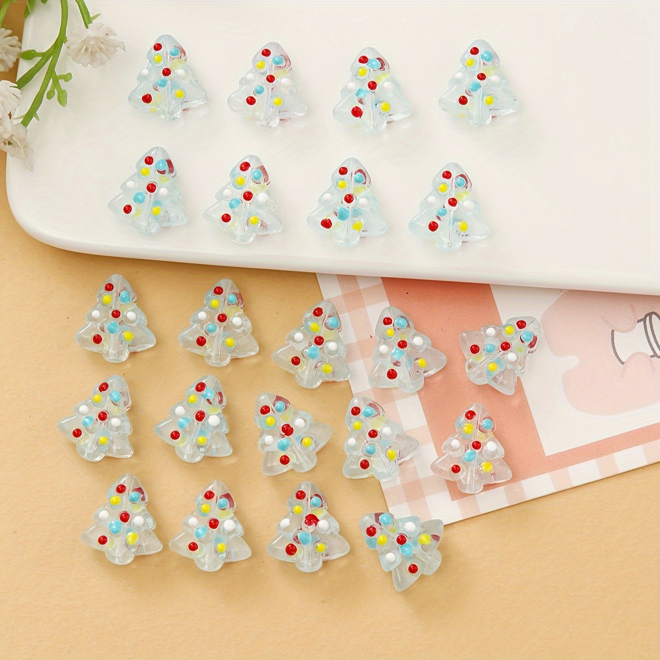 Glass Christmas Theme Tree Beads For Jewelry Making Diy - Temu