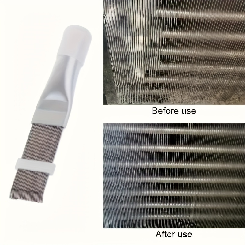 

1pc Stainless Steel Air Conditioner Fin Cleaning Brush With Plastic Handle - Comb Tool For Ac Maintenance And Removal