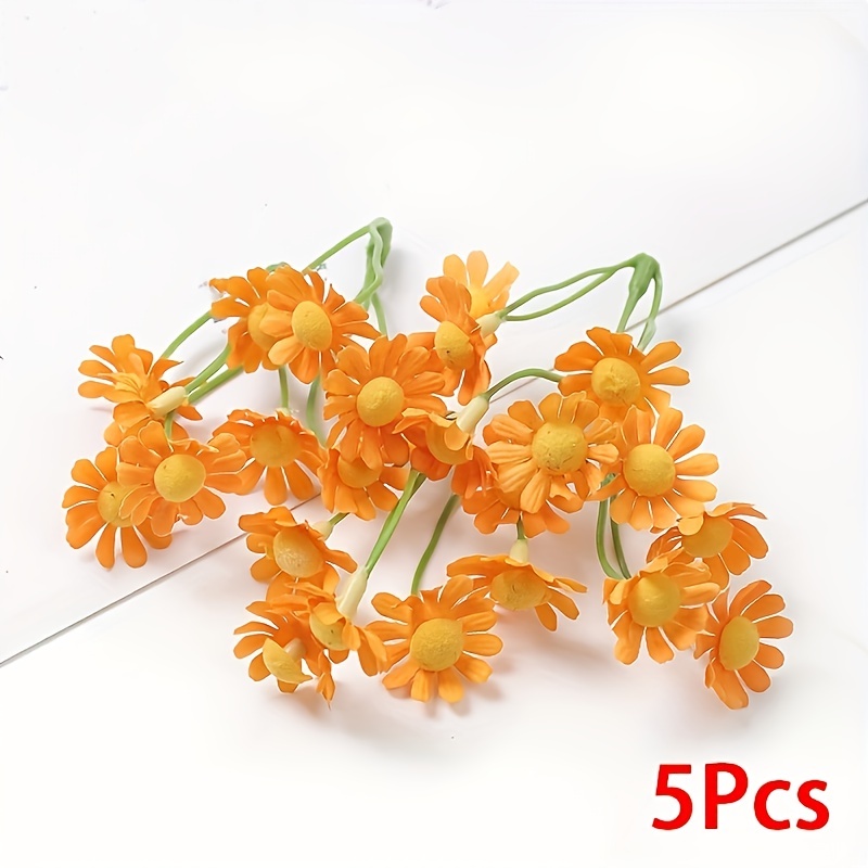 5pcs Silk Daisy Flowers Artificial Flowers Heads DIY Craft Wreath