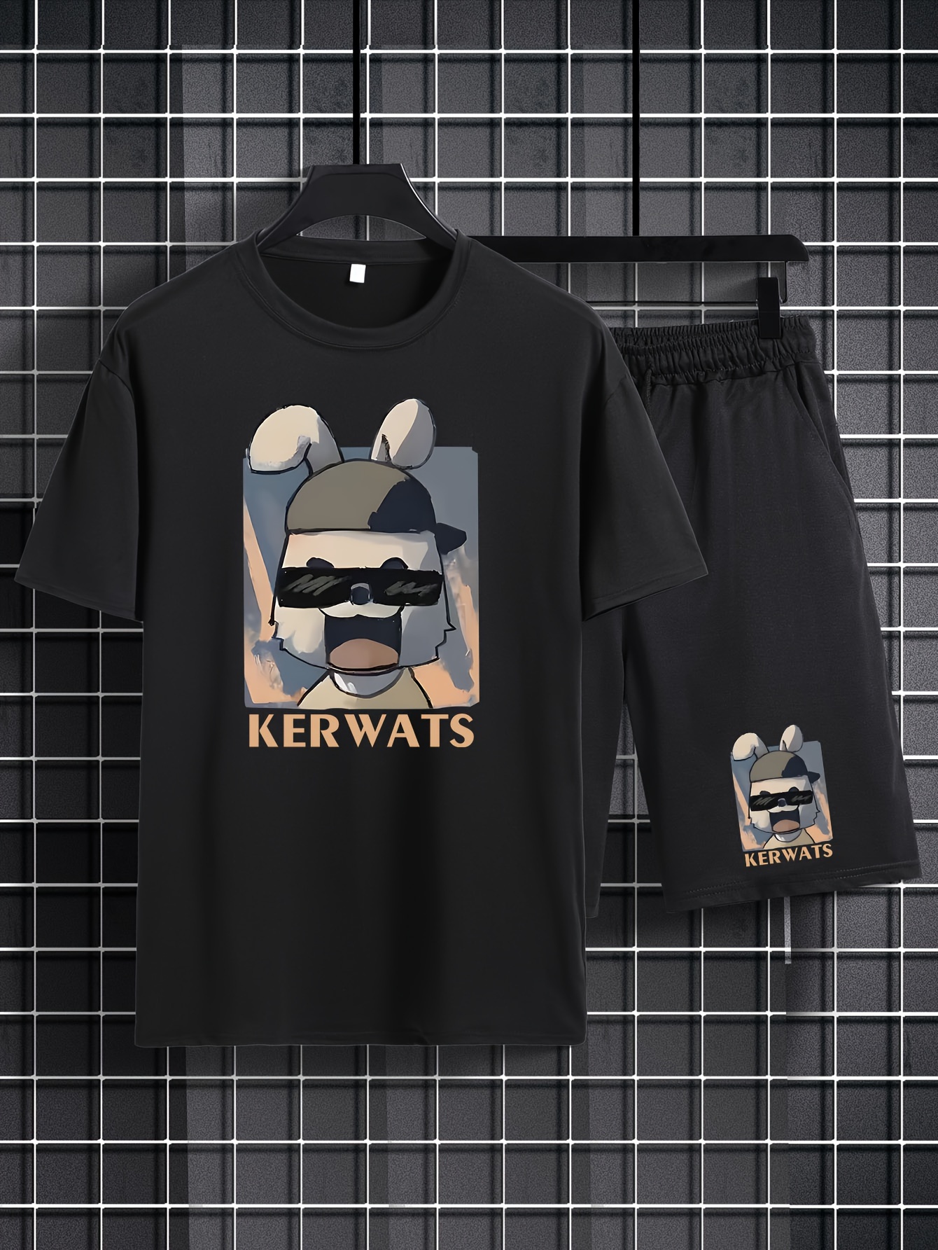 Cartoon Bear Men's Outfits Short Sleeve T shirt Drawstring - Temu Canada