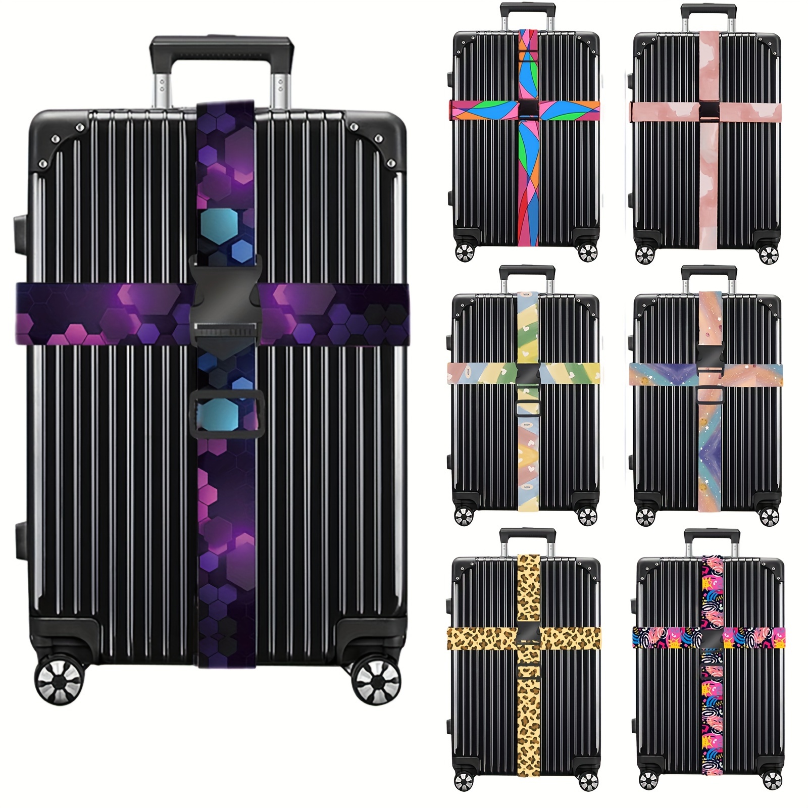 1pcs Adjustable Rainbow Luggage Belt Suitcase Strap for Safe Travel Baggage  Tie Down Belt Accessories 