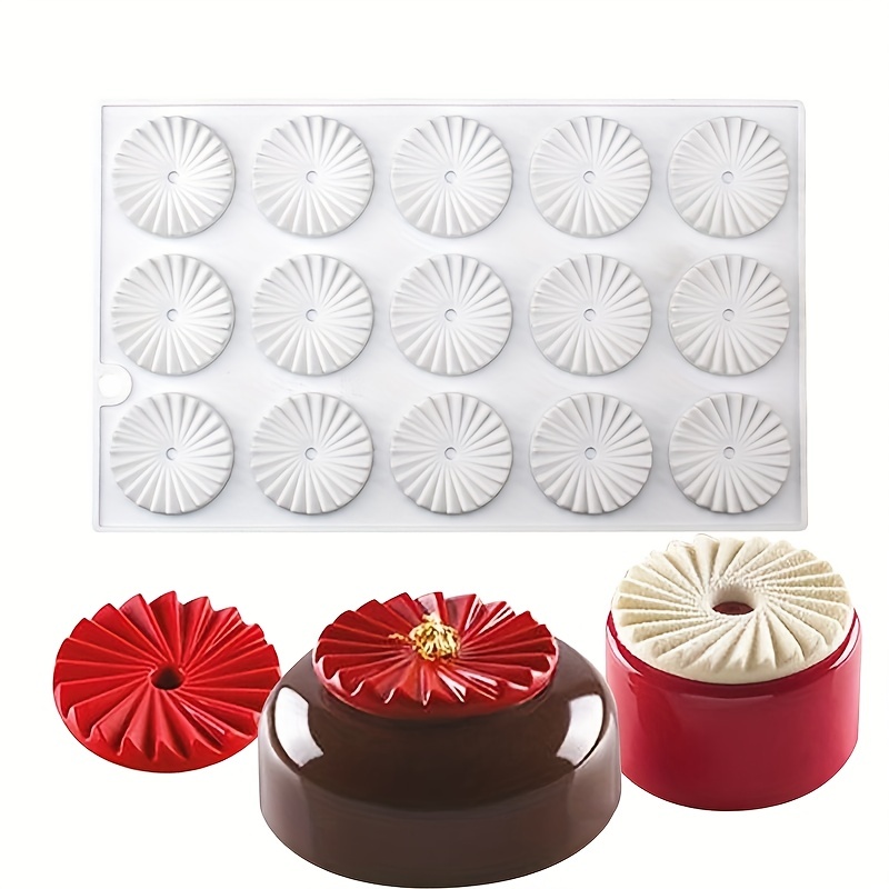 

1pc 15 Cavity Origami Round Shape Dessert Decoration Tools Diy Chocolate Mousse Mould Pastry Wedding Cake Baking Tool, Kitchen Gadgets, Kitchen Accessories