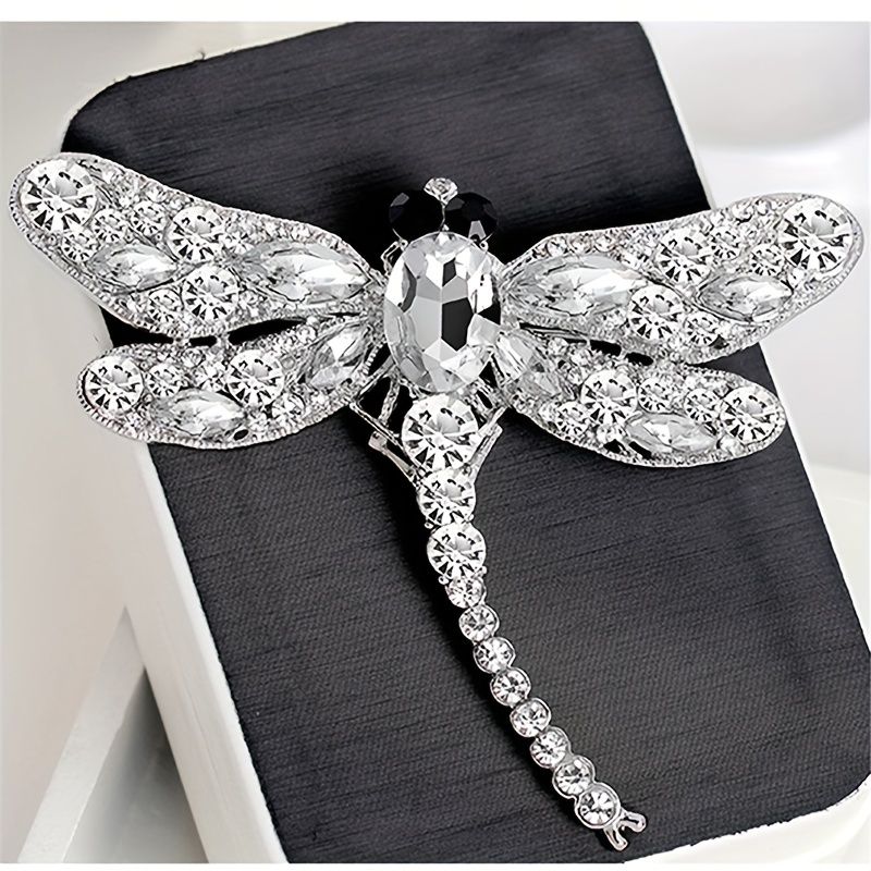 Rhinestone Dragonfly Brooch, Dual Purpose Corsage Pendant