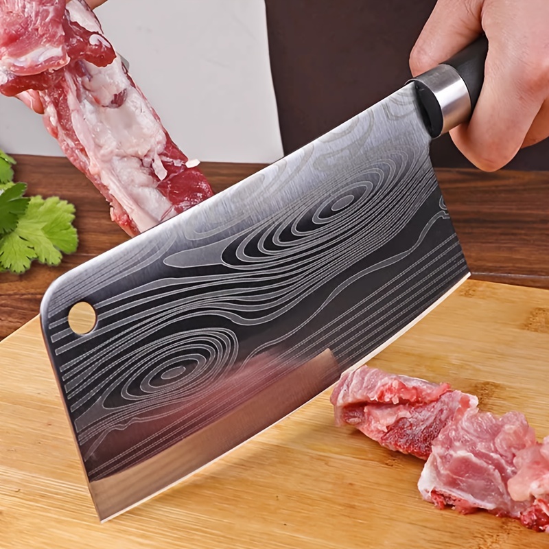 Kitchen Knife Set Damascus Pattern Stainless Steel Meat Cleaver 3PCS Chef  Knife