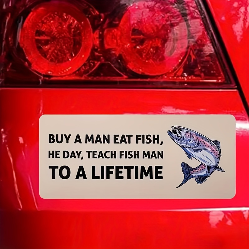Buy A Man Eat Fish He Day Car Sticker Decorative Window - Temu