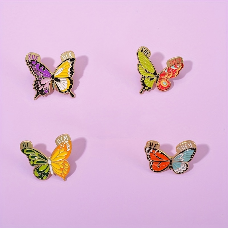 5 Colors Shining Exquisite Butterfly Design Alloy Enamel - Temu Australia