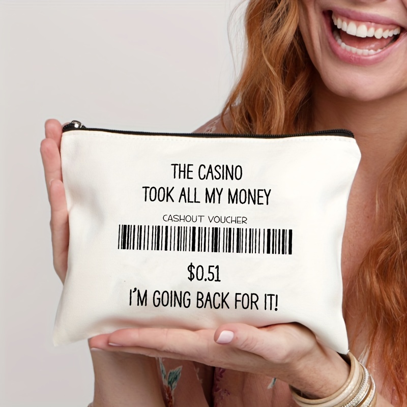 

Simple Letter Print Cosmetic Bag, Portable Zipper Storage Bag, Clutch Travel Makeup Organizer Bag