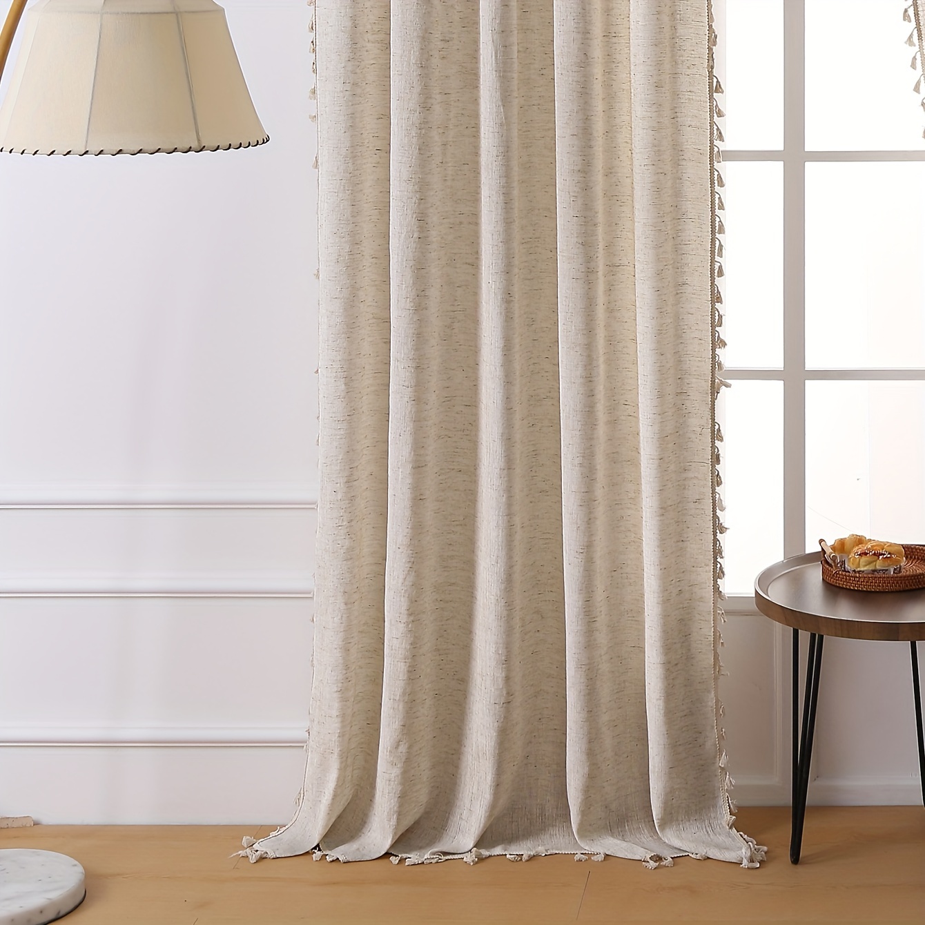 Cortina semiopaca de algodón de terileno, bordado terminado, Color sólido,  cenefa para sala de estar, cocina, dormitorio, decoración del hogar -  AliExpress