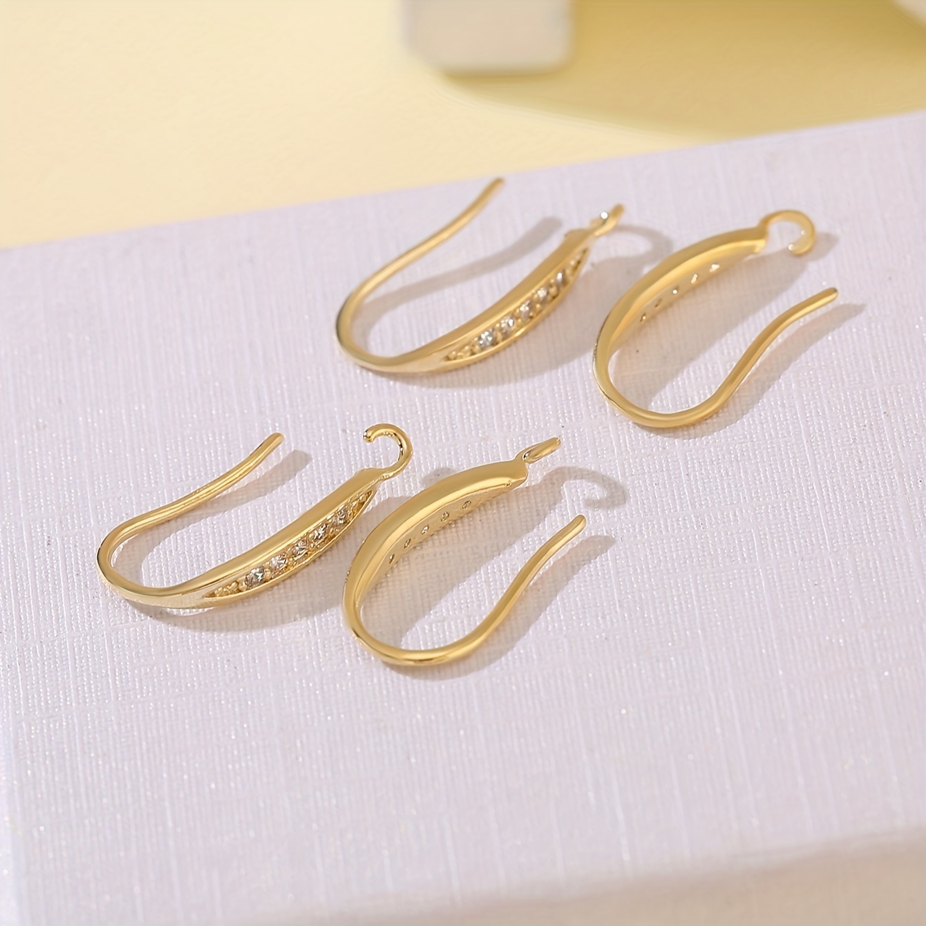 1Box 24pcs 6 Styles Cubic Zirconia Decor Earring Hooks 18K Golden Plated  Ear Wire Fish Hooks With Loop For DIY Earrings Jewelry Making For Women  Girls