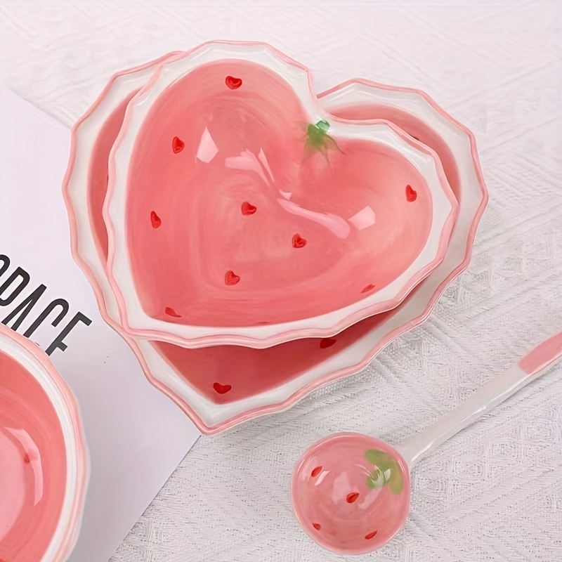 

2/4 Pcs Ceramic Love Bowls, Novelty Salad Bowls, Mother's Day Salad Bowls, Dessert Bowls, Suitable For Salad Or Sauce Dishes 130ml/330ml (5/6 Inches)