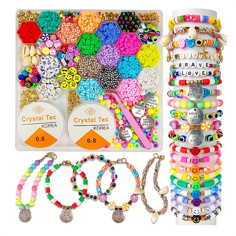 Kit bracelet perles d'argile et perles de lettre dans une bo?te de 24  grilles p