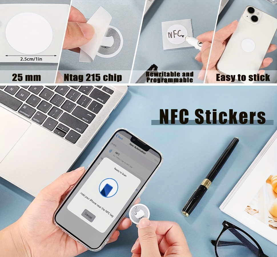 NFC TAG STICKER (10 pezzi) NTAG215-540 byte memoria - compatibile con  iPhone Kur EUR 17,99 - PicClick IT