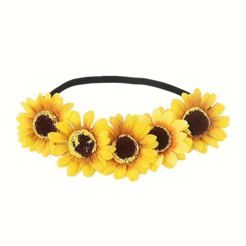 Boho Stretchy Headband Simulation Daisy Decor Hair Band - Temu