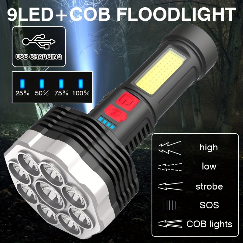 Multipurpose Led Flashlight, 12 Led Beads Usb Rechargeable Torch,  Waterproof Hand Lamp With Cob Light For Camping Hiking Walking Repair Work  Emergency Lighting - Temu