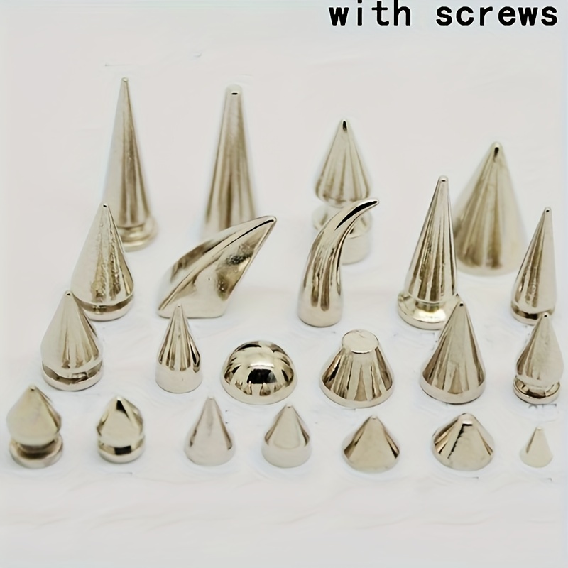 Metal Silver Screwback Spike Cone Punk Studs for Clothing, Bags, Shoes,  Bullet Shaped, DIY Leather-craft Purse Costume Decorations 
