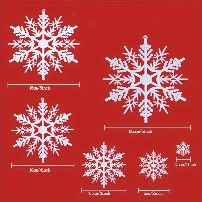  Mini 3inch Plastic Snowflake Ornaments, tiny 24pcs