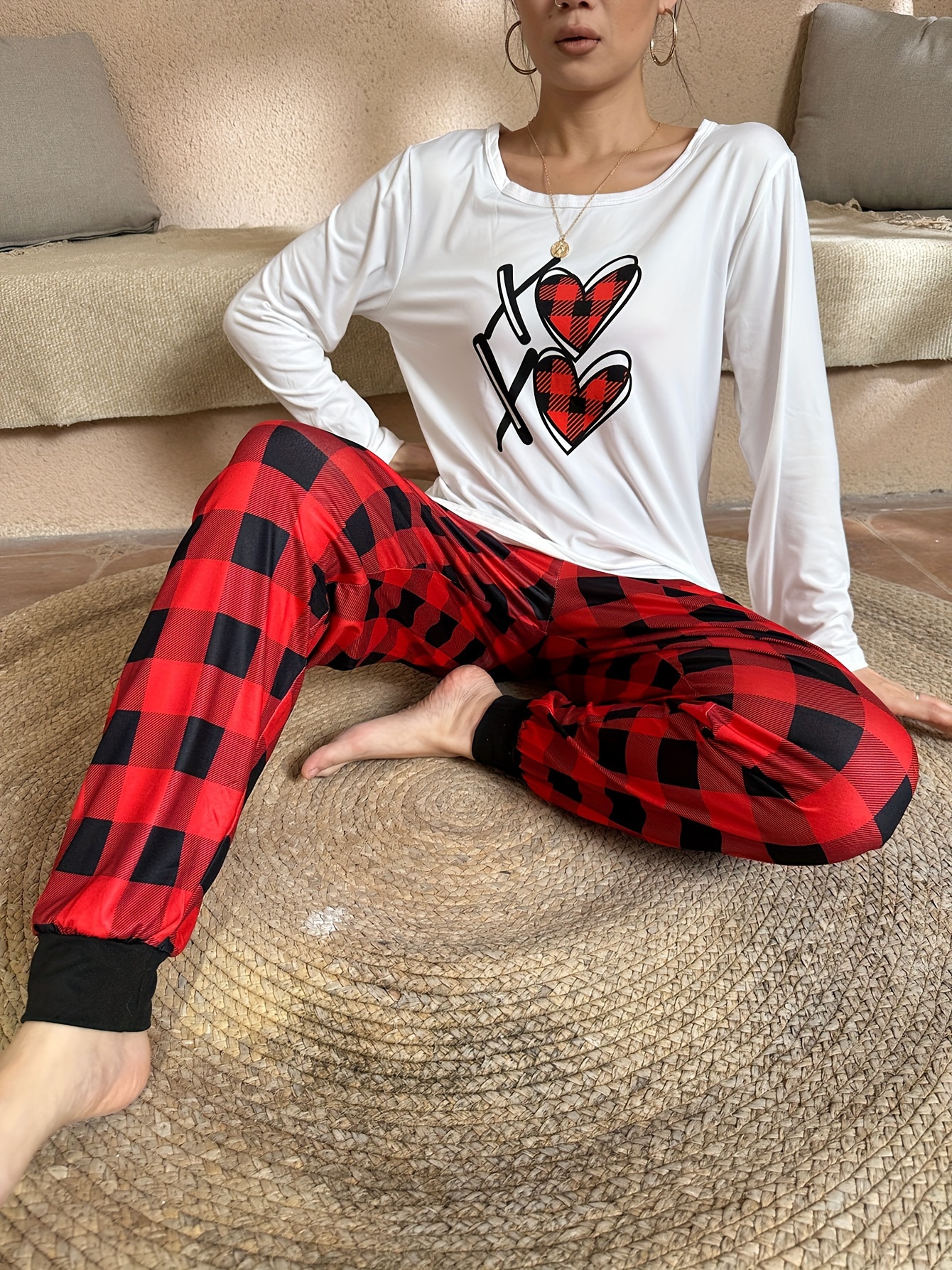 Women's Pajamas Set Plaid Short Sleeve Sleepwear Button - Temu
