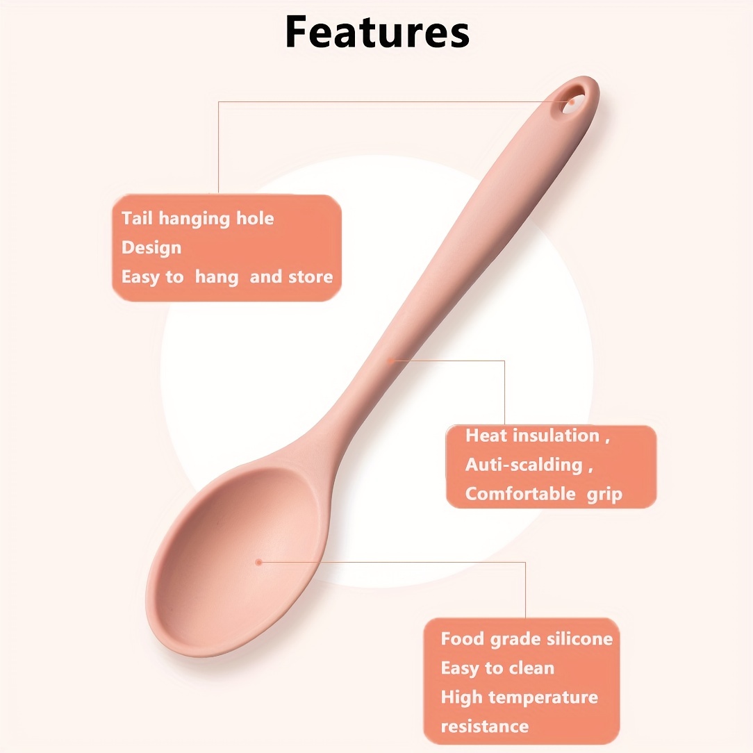 Food Grade Silicone Spoon Long Handle Dinner Spoon Drinking - Temu