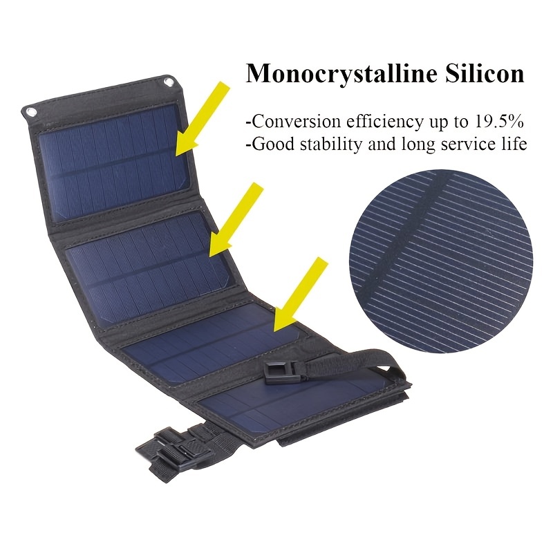 1pc 20w portable solar charger 5v 1 3a max foldable solar panel with usb port compatible with cell phone digital slr power bank for outdoor camping hiking rv trip details 0