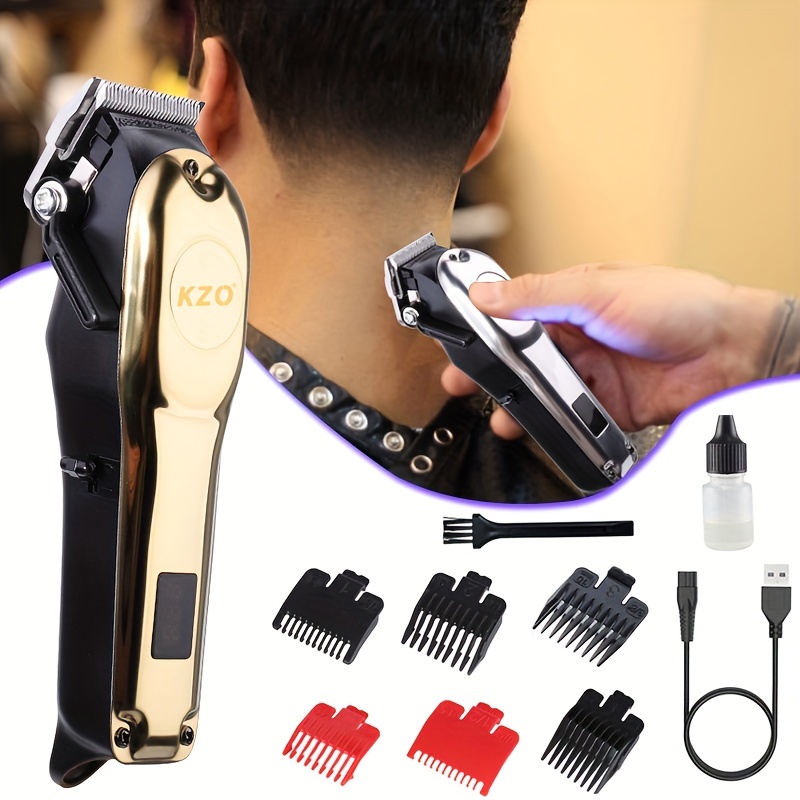 hair clippers professional cordless hair trimmer for men household salon barber clippers for hair cutting kit wireless lcd display hair trimmers set rechargeable haircut machine for men details 1