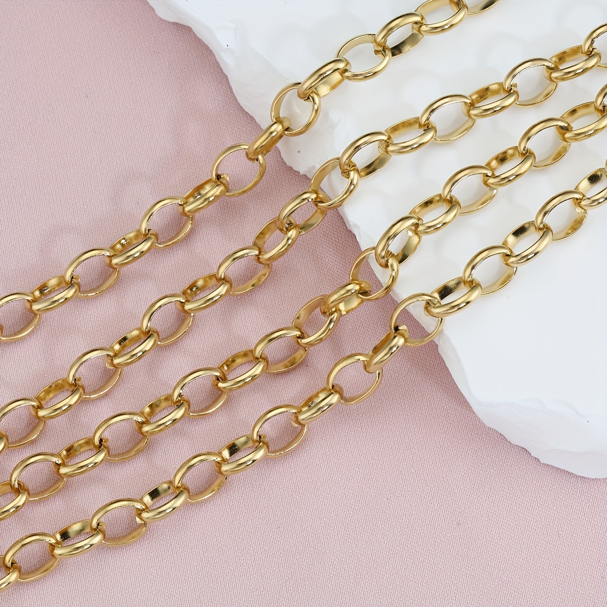 What is Stainless Steel Chain Bulk Gold Necklace Chain Rolo Strong Link  Chain for Bracelet Jewelry Making Accessories DIY Chain