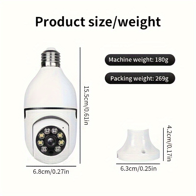Hd1080p Light Bulb Camera, Surveillance Camera, Full Color Night Vision