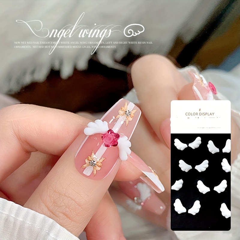 3d Angel Wings Nail Charms Resin White Wing Nail Art Charms - Temu