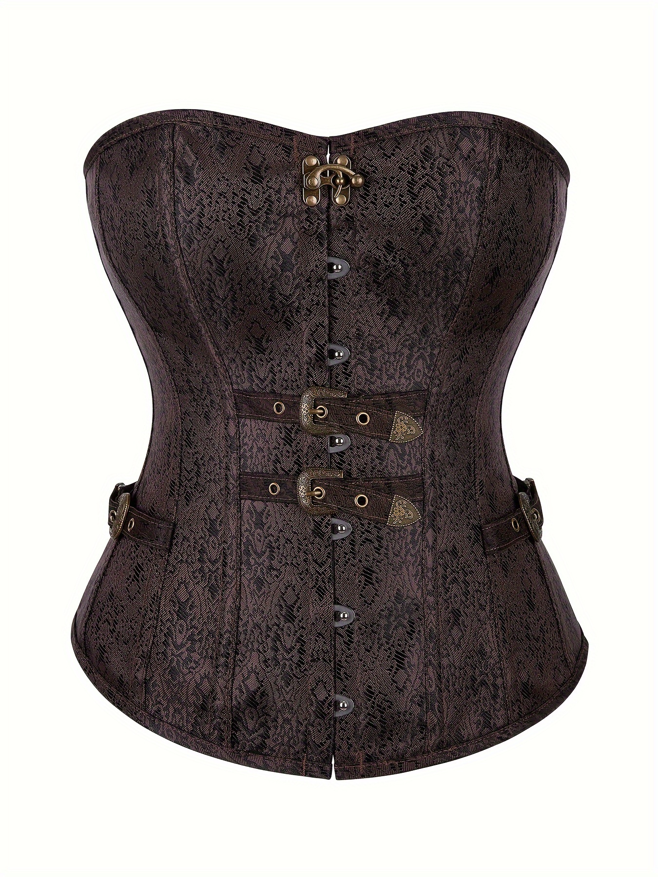 Stunning Brocade Corset Top, Slimming Sweetheart Bust Baroque Style Corset  With Lace Up & Zip Detail, Women's Clothing